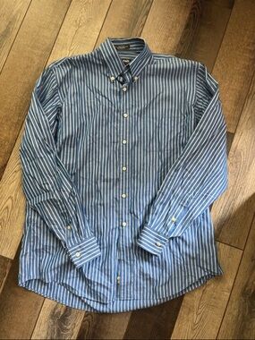 Kirkland Signature Blue Striped Men’s Long Sleeve Dress Shirt